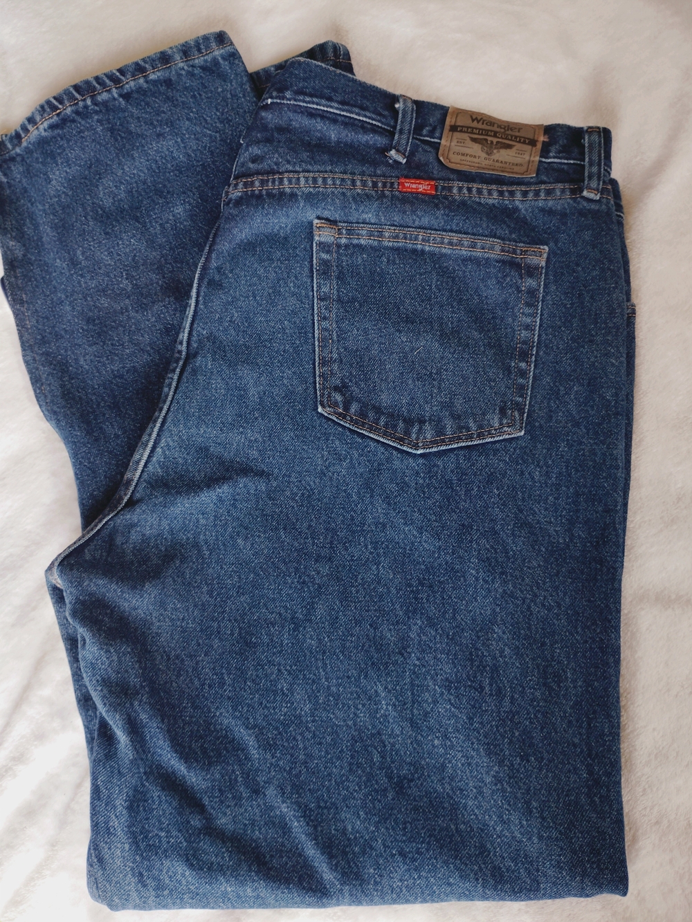 Wrangler Men's Blue Relaxed Fit Jeans, Zipped Ankles, 46*32 Work wear, Cowboy